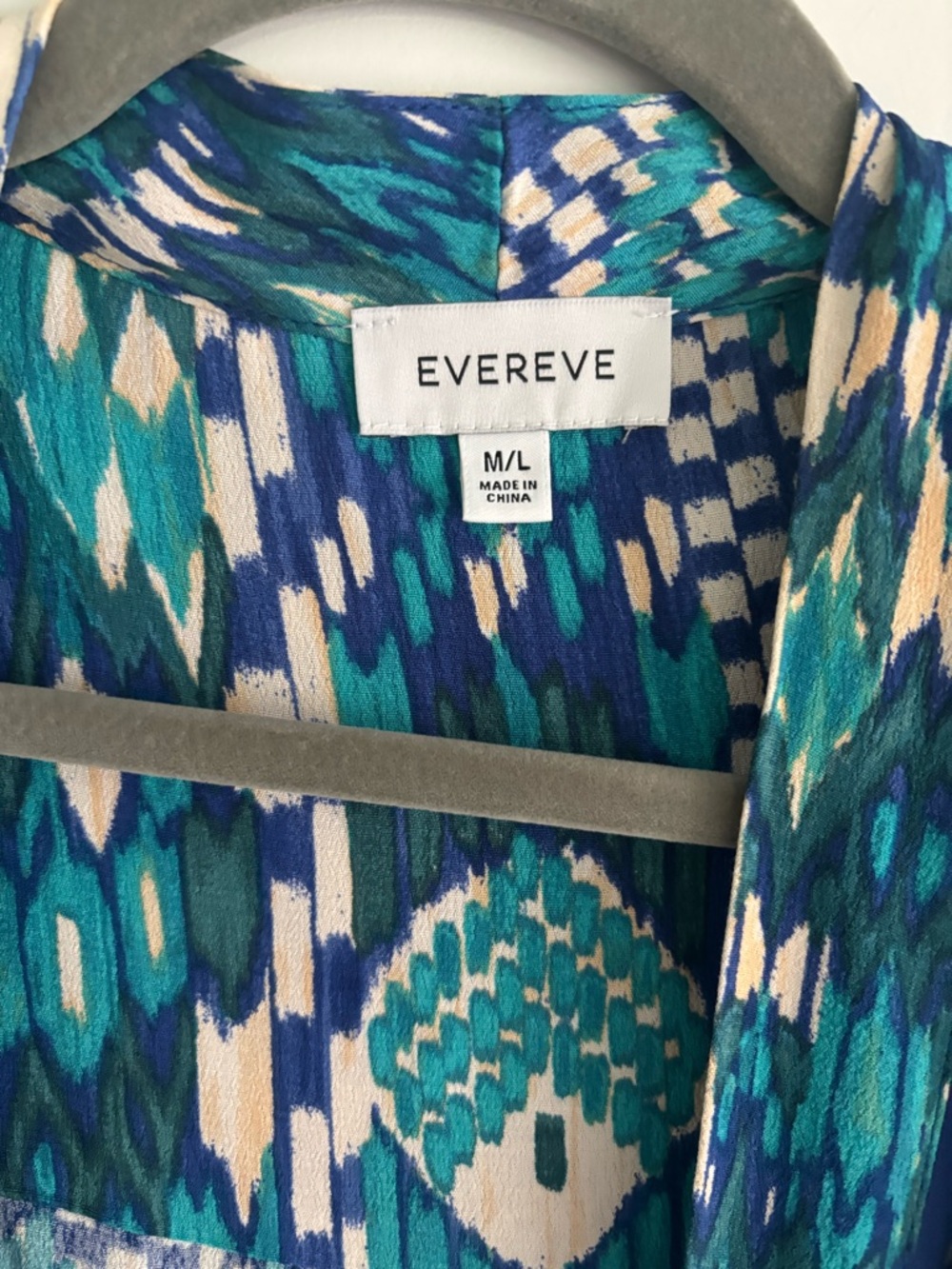 Evereve Teal, Blue & Cream Printed Layering Kimono - Picture 2 of 6